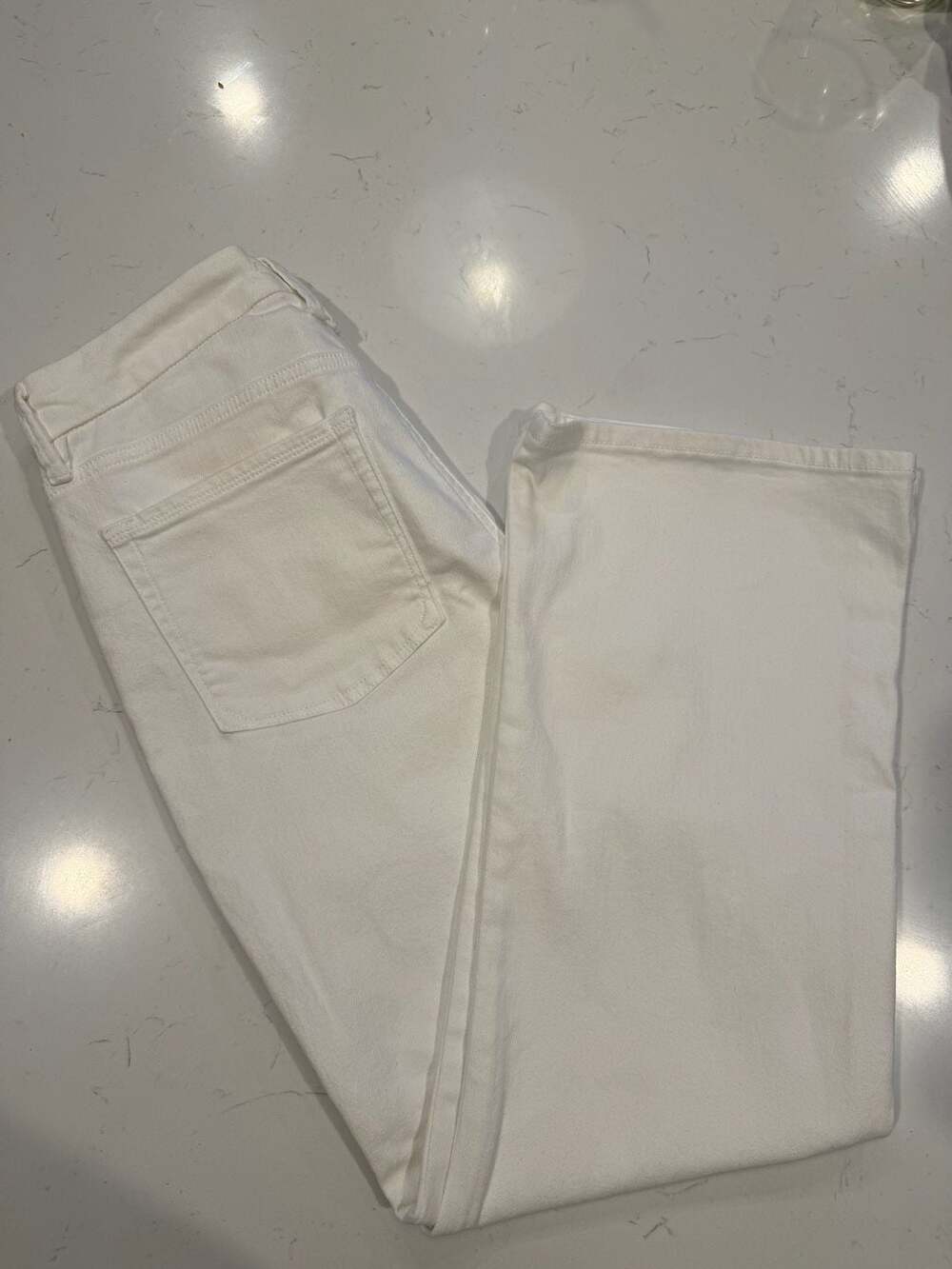 Good American Good Legs Crop Mini Boot Size 8/29 White Denim Jeans
